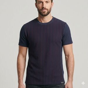 Scotch & Soda Pinstripe T Shirt Mens Medium Cotton Crew Neck Short Sleeve